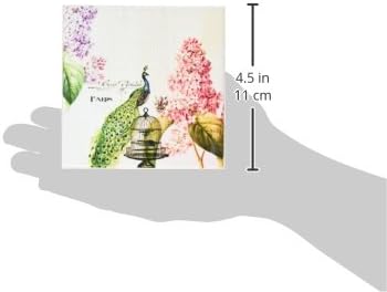 3drose CST_110312_3 Паун Во Париз Со Цвеќиња Од Хидрогени-Подлоги За Керамички Плочки, Комплет од 4