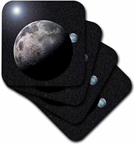 3dRose CST_19949_4 Месечината Танц Сончев Систем Сцена На Планетата Земја И Месечината Танцување Во Вселената Орбита Керамички Плочки Подлоги,