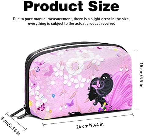 Торбичка ЗА Торбичка ЗА Носење УСБ-Кабел Организатор Џебен Додаток Патент Паричник, Розова Цветна Девојка Пеперутка Уметност