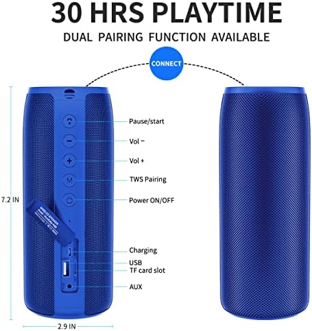 Bluetooth звучници, Musibaby M88 Bluetooth звучник, звучници Bluetooth безжично, двојно спарување, Bluetooth 5.0, гласен стерео звук, бас -бас, 30 часа игра за игра за дома и на отворено, плажа, ?