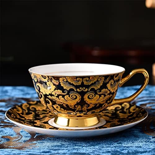 TDDGG 15 парчиња класичен стил Керамички чај постави златен порцелан пијалок поставен за попладневен чај 6 лице