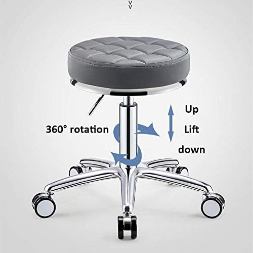 Столички за килими на тркалото ， столче столче канцеларија со бело синтетичко кожено седиште ， прилагодлива висина 45-59 см ， Поддржана тежина