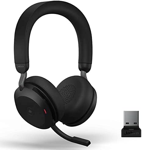 Jabra Evolve2 75 безжични слушалки стерео MS, Bluetooth dongle, компатибилен со Zoom, WebEx, Skype, паметни телефони, таблети,