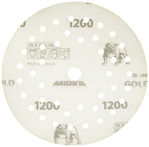 Mirka Gold Multifit 5 '' Shandpaper Grit 1200 Hook and Loop, 50 пакувања 5 -инчни дискови за пескарење за орбитални сандер, влошки за