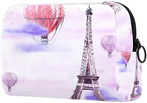 Козметички Кеси За Жени, Чанти Чанти Шминка Организатор Чување Шминка Торба Девојки, Акварел Париз Ајфеловата Кула Топол Воздух Балон