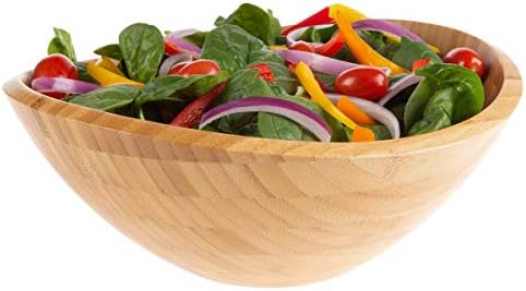 Класична сад за сервирање кујна - голем модерен овален сад за дрво за салати, леб, овошје или зеленчук
