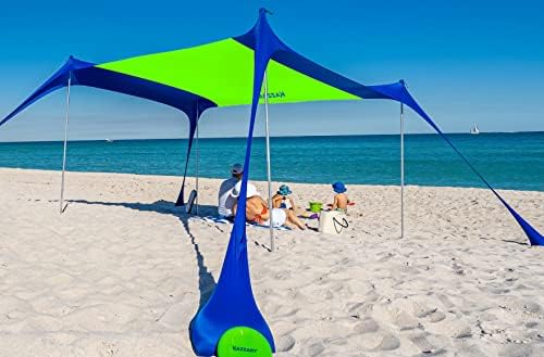 Каззари плажа крошна шатор Sun Shade UPF50+ преносна лесна лесна сенка на плажа крошна. Лесно поставување на засолниште за сонце на плажа со
