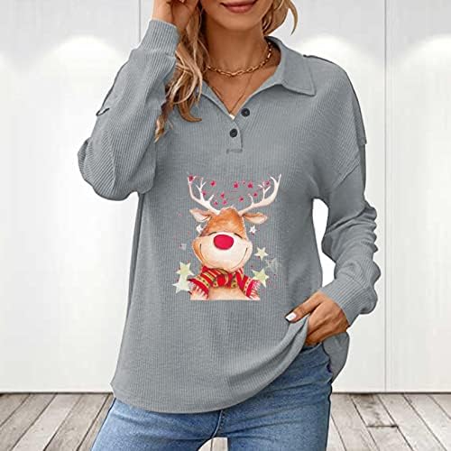 Плус џемпери со големина за жени Божиќни печати лабави маици за поттикнување породилно породилно зимска облека