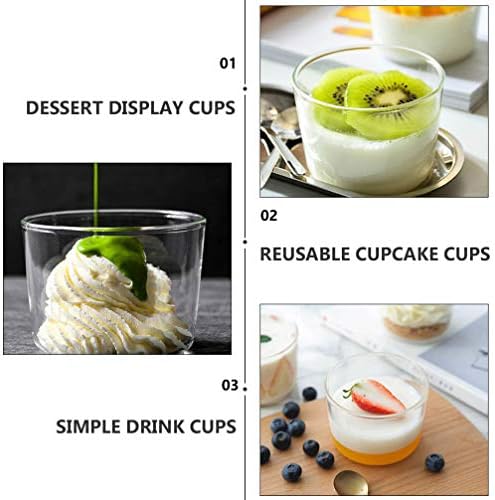Upkoch 4pcs 200 ml стаклен квадрат мини десерт чаши за десерт- совршени како чаши за стакло, подготвителни чинии, очила за парфит и коктели