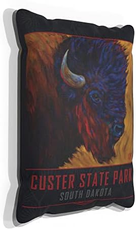 Државниот парк Кустер Јужен Дакота Лоне Бул Бизон Канвас Фрли перница за кауч или софа дома и канцеларија од нафта сликарство од уметникот