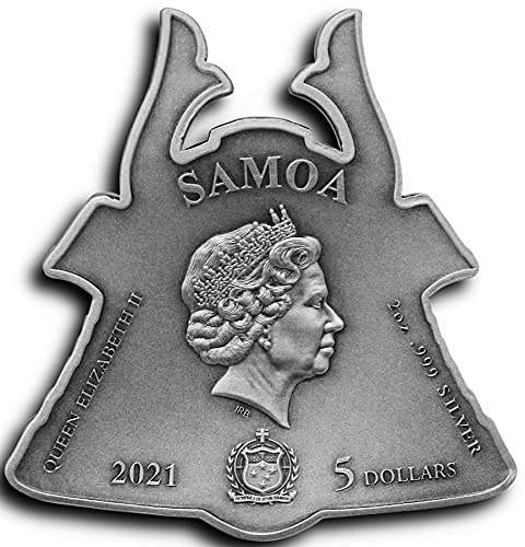 2021 Де Антички Воини Пауеркоин Самурајска Маска 2 Мл Сребрена Монета 5$ Самоа 2021 Античка Завршница