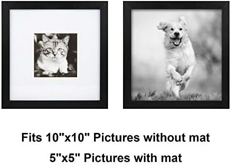 10x10 црно дрво рамка за слика со 5x5 мат - 4 пакет - прикажува 5x5 фотографии со МАТ или 10х10 без МАТ - рамки за фотографии