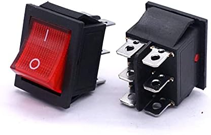 Dfamin 5PCS AC 250V/16A, 125V/20A црвено светло осветлено на/ON DPDT 6 PIN 2 SOSTION BOAT ROCKER SWITCH