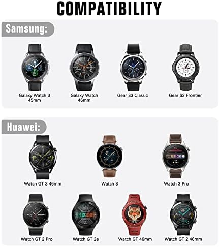 Моко 22мм Силиконски опсег компатибилен со Samsung Galaxy Watch 46mm/Galaxy Watch 3 45mm/Gear S3 Frontier/Classic/Huawei Watch 3 Pro,