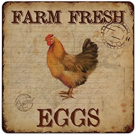 Рустикален метален знак фарма свежи јајца гроздобер метална уметност плакета ретро wallид виси знак Декоративен плакета класичен стил