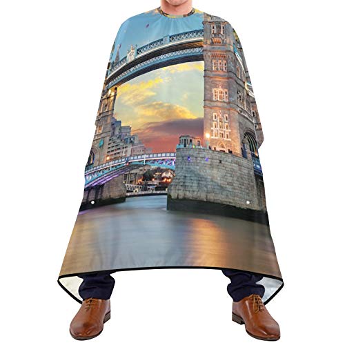 Професионални Бербер Кејп &засилувач; Брада Престилка 2 во 1-Кула Мост Лондон Пејзаж Коса Сечење Кејп со 2 Вшмукување Чаши, Вода И Дамки