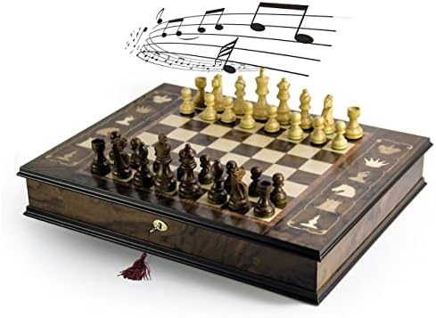 Рачно изработена италијанска 30 Нота Музичка Шаховска Табла На Маса Во Финиш Од Орев-Бог Да Ја Благослови Америка