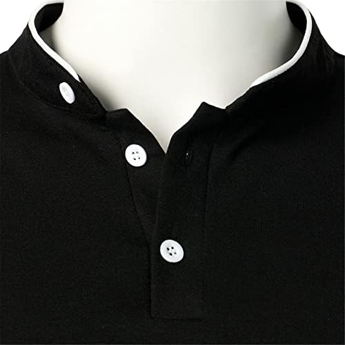 Поло кошули со долги ракави за мажи, предниот дел на копчето на вратот на предниот дел, се спуштаат врвови на врвови, шарени лепенки, случајни
