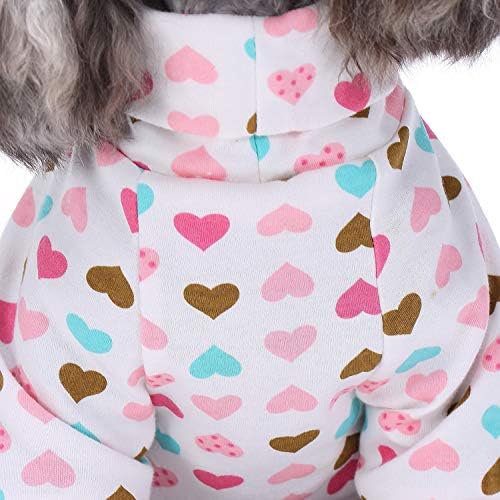 Зунеа теринг пижами за мали кучиња кученце pjs меки памучни комбинезони скокање со нозе удобни слатки loveубовни срцеви пижами