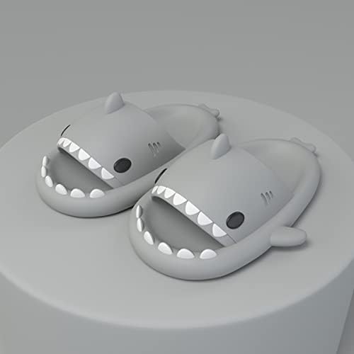 Унисекс ајкула слајдови перница со дебела слатка цртана цртана филм отворена пети сандали лесна удобност што не се лизга, папучи