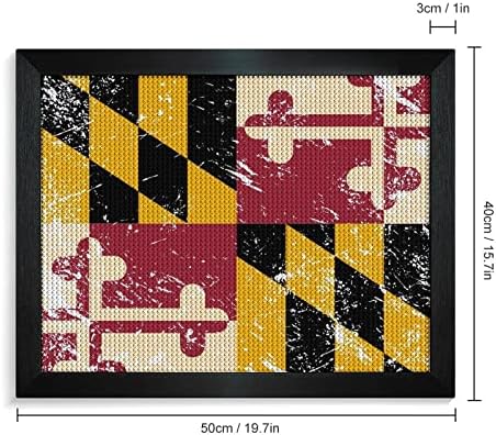 Мериленд Стејт знаме Дијамант за сликарство за сликање Слика 5Д DIY целосна вежба Rhinestone Arts Wallид декор за возрасни Блеквуд 50