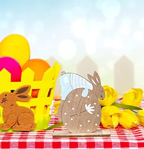 Божиќни топка куки дрвени велигденски зајаче украси за маса Велигден декор пролетно дрво зајаче зајаци украс фарма куќа таблета декор за велигденска