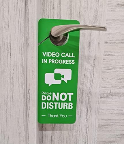Бизнис дизајн, видео повик во тек не го нарушуваат знакот за закачалка на вратите, 2 пакет, двострани, идеални за онлајн сесии и