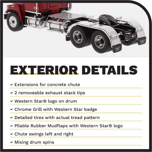 Diecast Masters Western Star 4700 SF Tandem Truck -Tractor - Метална црвена | Спецификации на вистинскиот камион | 1:50 Скала модел
