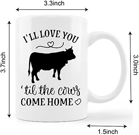 Кунлиса Смешна млечна чаша од кравјо кригла, ќе те сакам, додека кравите дојдат дома смешна керамичка кригла-11oz кафе млеко