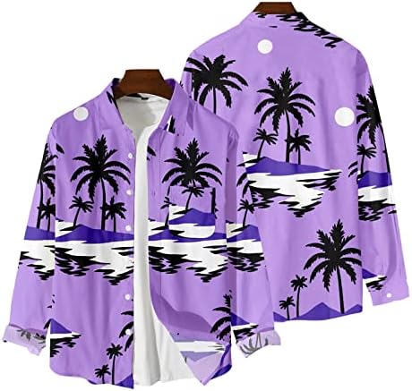 Bmisegm летни маички кошули мажи мажи печатени кошули со долги ракави копче надолу по кошули со плажа, роперска кошула, роперска кошула