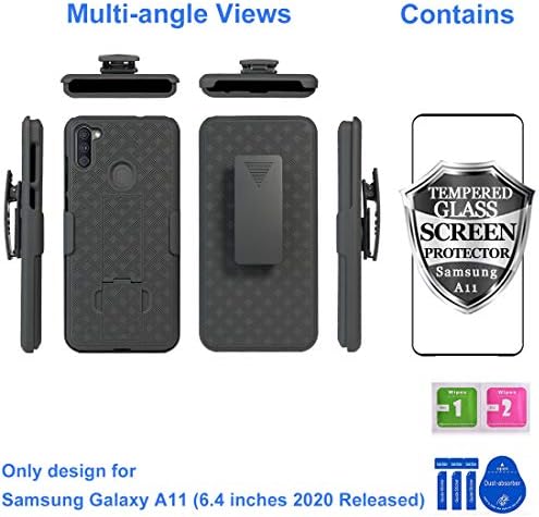 Ailiber Samsung Galaxy A11 Holder Case, Galaxy A11 заштитник на екранот, држач за вртење на ременот на ременот, тенок солиден целосен облик на
