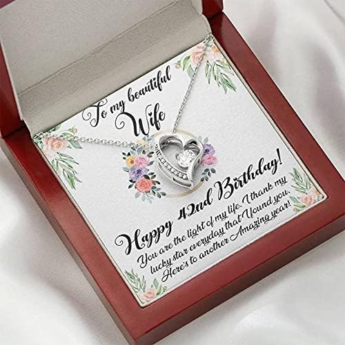 Рачно изработен ѓердан, рачно изработен накит - Среќен 42 -ти роденденски ѓердан за сопруга, засекогаш loveубовен ѓердан 42 -ти