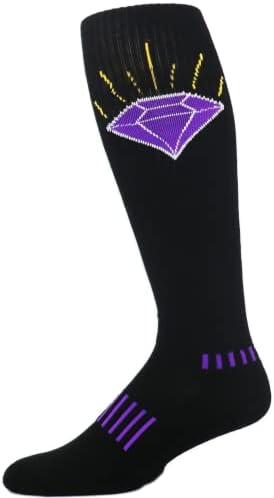 Мокси чорапи младински црни колени високи пурпурни дијамантски фудбалски чорапи