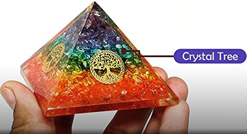 Sharvgun 7 Chakra Crystal Tree of Life Orgone Pyramid Kit/Вклучува 4 кристални кварцни енергетски точки/EMF Заштита Медитација на