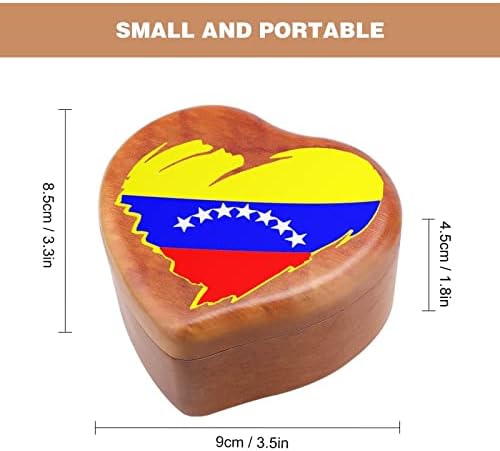 Венецуела срце дрвена музичка кутија ветровито во облик на срцеви музички кутии случај за роденден на годишнината од вineубените