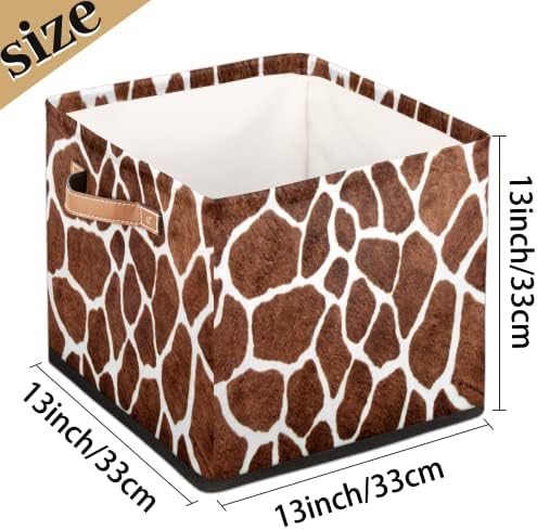 Корпа за складирање животински жирафа печатење на кожата за складирање со рачки големи платно за складирање коцки играчки корпа за