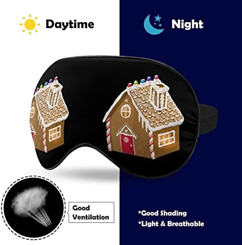 Куќа од ѓумбир, смешна спиење маска за очи, мека покривка за очи, со прилагодлива лента за ноќни очила за мажи за мажи