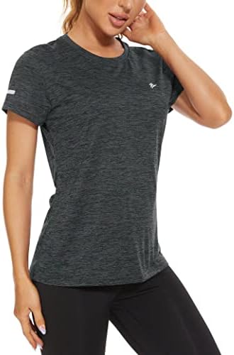 Маица за кратки ракави Магкомен Брзи суви атлетски кошули кои работат со вежбање јога врвна мета активна кошула