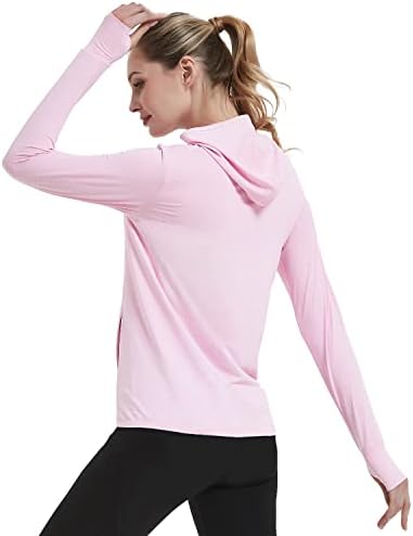 Qualidyneенски женски upf 50+ јакна за заштита од сонцето Худи Комплетни кошули за ладење со џебови за пешачење јакна на отворено