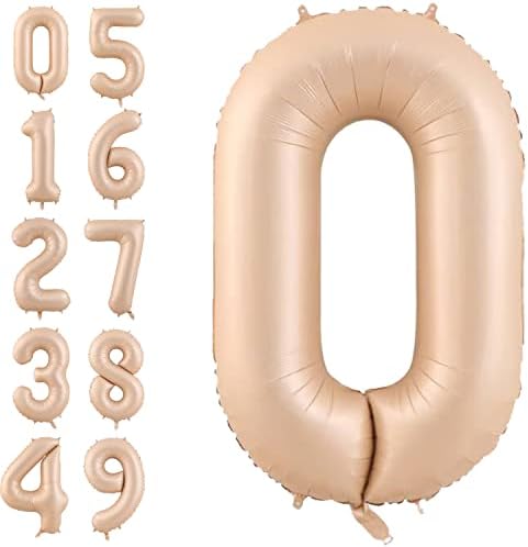 Fueawim 40 инчи број 1 балони ретро кајсија 1 балон за прв роденден карамела гола фолија дигитална балон бебешки туш годишнини