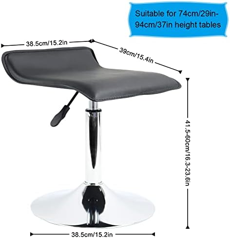 Furwoo PU кожен квадрат Краток столче за вртење столче столче за столица прилагодлива столче столче канцеларија столче без тркала контра