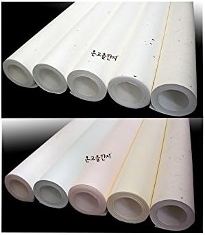 Корејска традиционална хартија од црница Ханџи се тркалаат разни бои и дамки влакна текстура бела 40,9 x 629.9