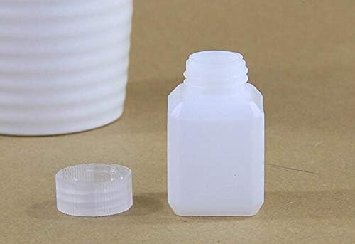 Muggyz 50pc храна одделение HDPE шише празно квадратно шише со завртка за покривање на завртки за протекување на пластични контејнери лабораториски