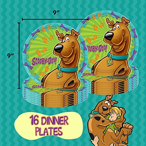 Амсан Скуби Доо забава за вечера за 16 гости - роденденски забави за еднократна употреба сет за еднократна употреба - 16 чинии