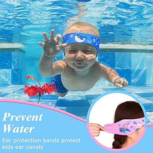 4 парчиња пливање уво бенд Детска заштита за уво за пливање капа за водоотпорна прилагодлива лента за глава за пливање