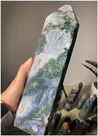 Xuquli природен голем мов агат кристална кула Природно кристално стапче Реики заздравување на лековити чакра камења