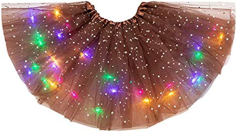 Женски танцови здолништа за жени LED светла 3 слој на starsвезди мини здолниште мрежи подуени здолништа балерина здолништа училиште