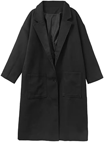 Женски палто ров палто волна есенска цврста боја мода моден темперамент долг стил долг ракав обичен поштенски патент без аспиратор