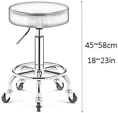 Килими кои стојат столче прилагодлива висина со тркала ， столче за биро со жолто синтетичко кожено седиште ， прилагодлива висина 45-58