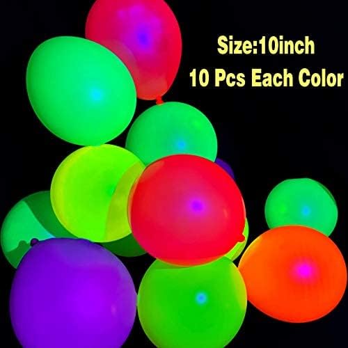 50 Парчиња 12 Инчни Балони За Забави Со Неонски Сјај Светат Во Темните Балони ЗА Забави УВ Црно Светло Латекс Балони За Материјали
